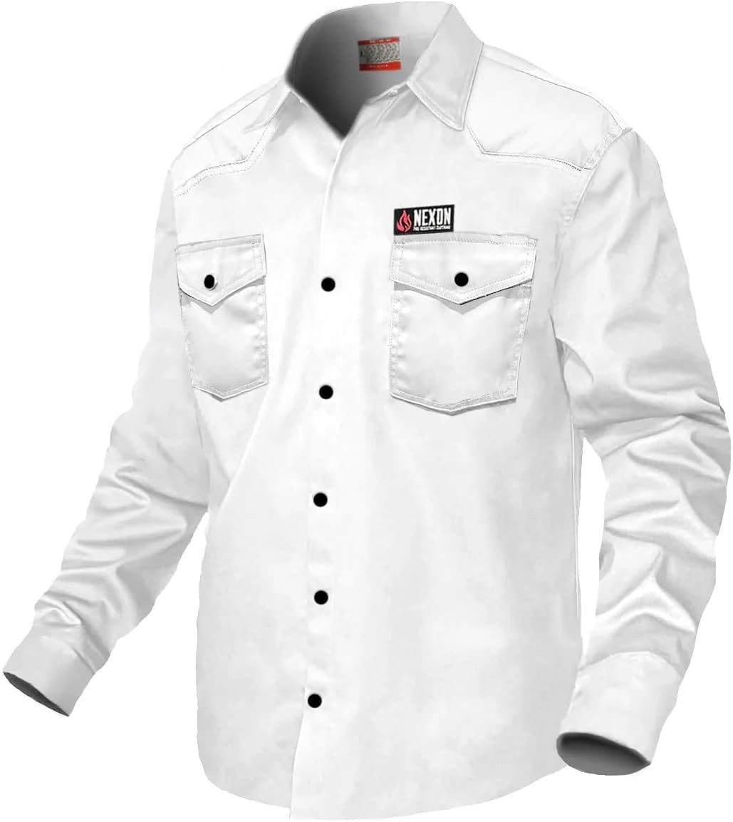 Næxon Pearl-Snap FR Work Shirt — White product photo
