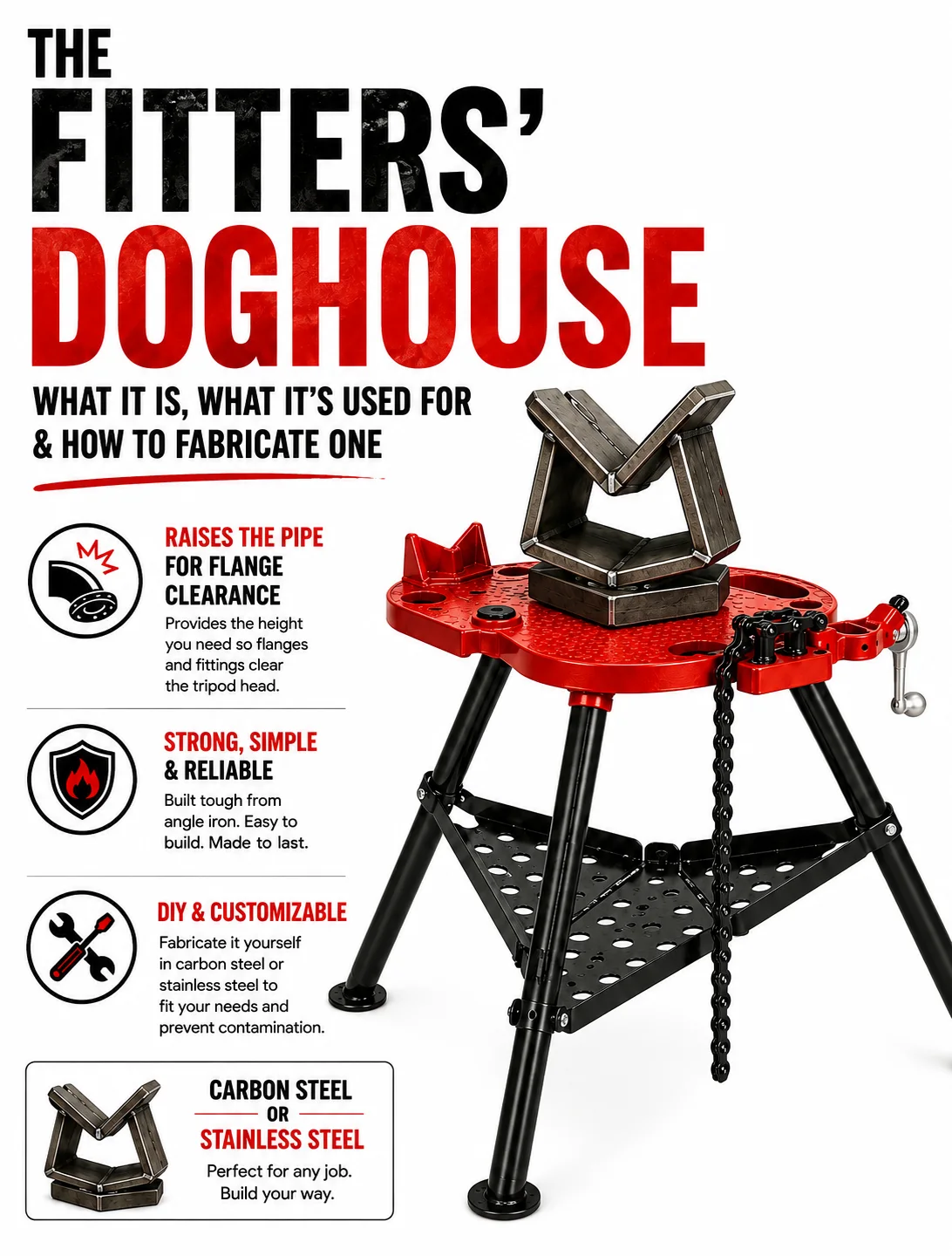 How to fabricate a pipefitter doghouse step by step using angle iron for a tripod pipe stand