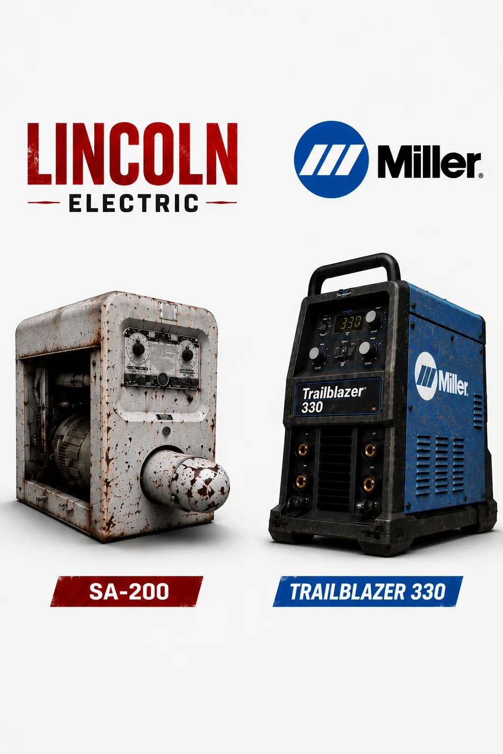 Lincoln Electric SA-200 and Miller Trailblazer 330 welding machines comparison